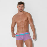 Code22 bright mesh trunk in purple with contrasting waistband.