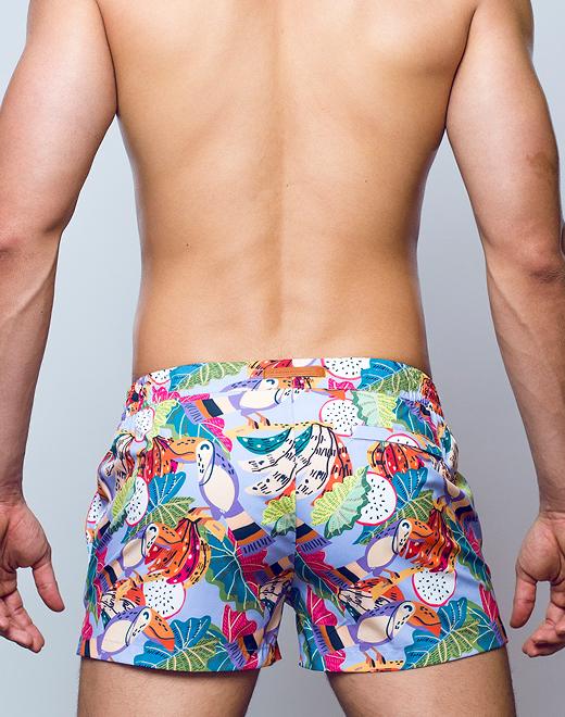 2Eros Aves swim short with tropical floral print and external drawstring