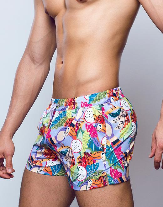 2Eros Aves swim short with tropical floral print and external drawstring