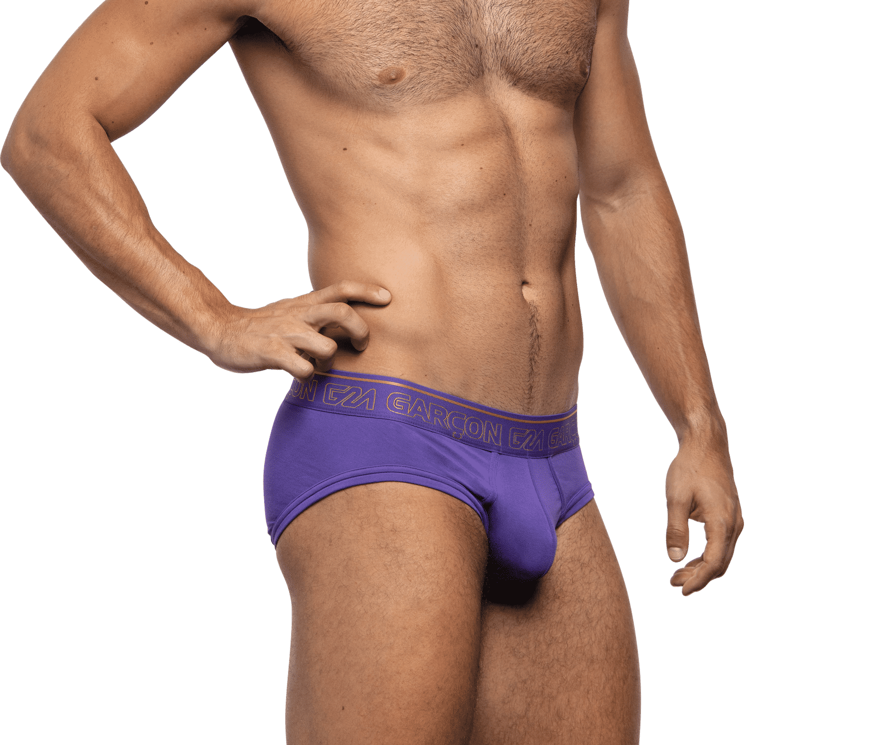 Garçon purple bamboo brief with woven logo in waistband