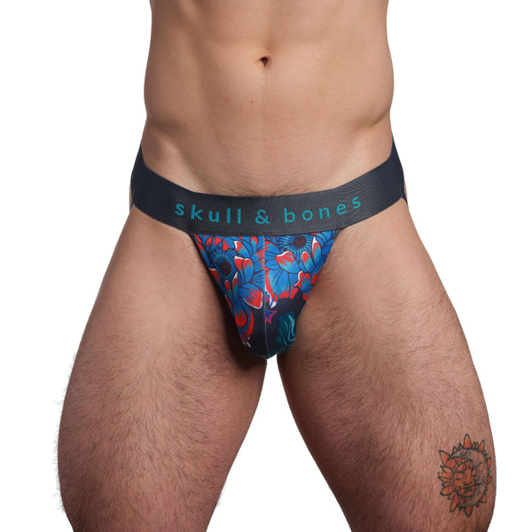 Skull & Bones large floral grey jock – Haut Underwear