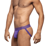 Garçon purple bamboo jock with woven logo waistband