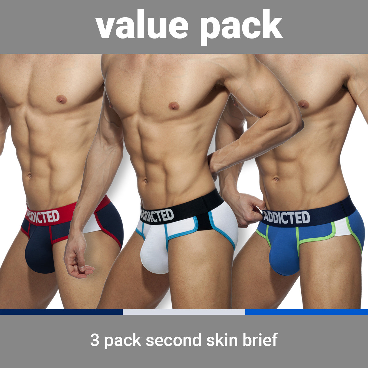 Addicted • Second Skin Brief 3 Pack - Haut Underwear